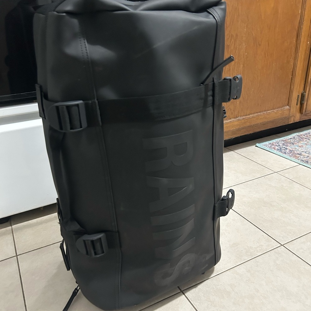 Rains Black Duffel Bag Waterproof Durable Design